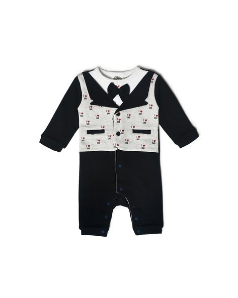 Miarcus - Typographic Print Romper with Snap Buttons