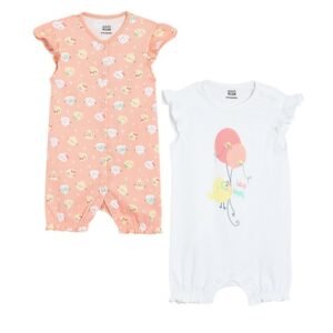 MINI KLUB - Girls Pack of 2 Printed Cotton Rompers