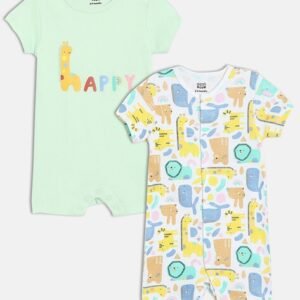MINI KLUB - Boys Pack of 2 Printed Cotton Rompers