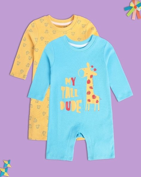 Miniklub - Boys Pack of 2 Printed Cotton Rompers