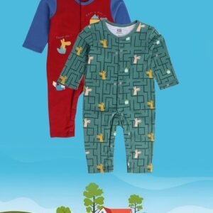 Miniklub - Boys Pack of 2 Printed Rompers