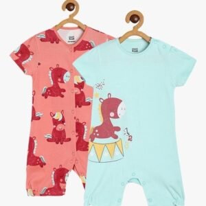 Miniklub - Girls Pack of 2 Printed Cotton Rompers
