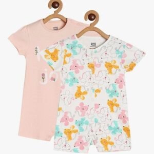 Miniklub - Girls Pack of 2 Printed Round-Neck Rompers