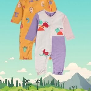 Miniklub - Pack of 2 Printed Regular Fit Front Open Rompers