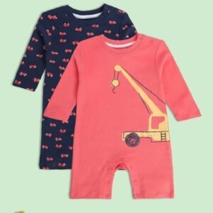 Miniklub - Boys Pack of 2 Printed Cotton Rompers