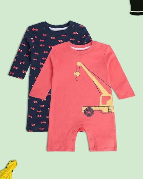 Miniklub - Boys Pack of 2 Printed Cotton Rompers