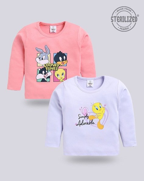 MOM'S LOVE Pack of 2 Printed Assorted Round-Neck T-Shirts