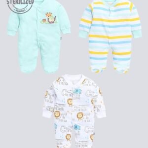 MOM'S LOVE Pack of 3 Assorted Printed Sleepsuits