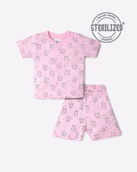 MOM'S LOVE Cartoon Print T-shirt & Shorts Set