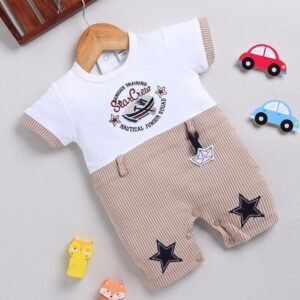 MOM'S LOVE - Infants Star Print Cotton Crew-Neck Rompers