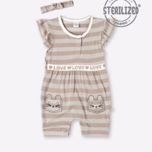 MOM'S LOVE Striped Romper with Head Band