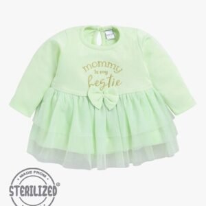 MOM'S LOVE Girls Typographic Embroidered Fit & Flare Dress