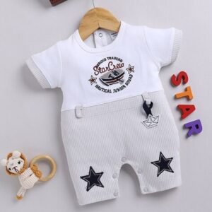 MOM'S LOVE - Infants Star Print Cotton Crew-Neck Rompers