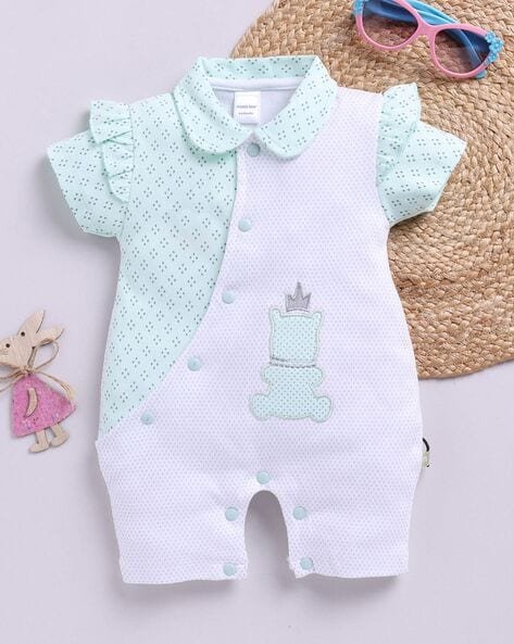 MOM'S LOVE - Infants Teddy Print Cotton Rompers