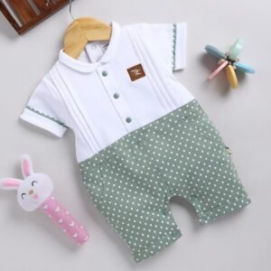 MOM'S LOVE - Infants Polka-Dot Print Cotton Rompers