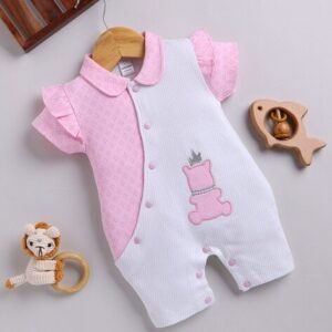 MOM'S LOVE - Infants Teddy Print Cotton Rompers