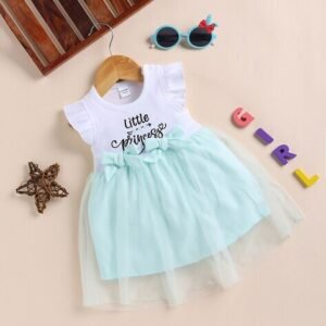 MOM'S LOVE Girls Colourblock Fit & Flare Dress with Embroidery