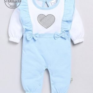 MOM'S LOVE Heart Embroidered Marino Romper with Side Frills