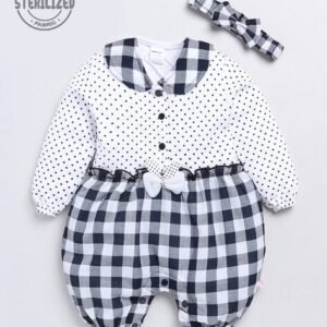 MOM'S LOVE Polka-Dot Print Romper with Hairband