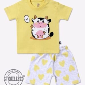 MOM'S LOVE Printed Cotton T-Shirt & Shorts Set