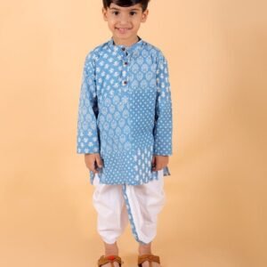 MoMaa Boys Printed Kurta Dhoti Set