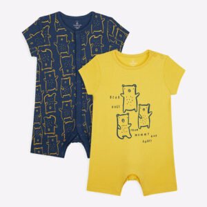 Mothercare - Pack of 2 Printed Rompers with Button Closure