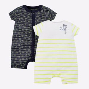 Mothercare - Set of 2 Striped Rompers with Snap Button Closure