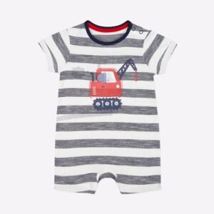 Mothercare - Striped Romper with Snap-Button Closure