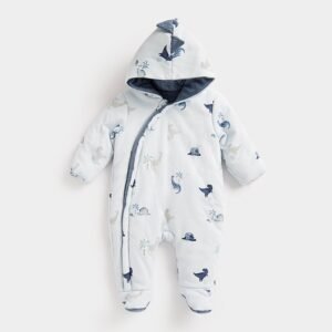 Mothercare Printed Zip-Front Hooded Bodysuit