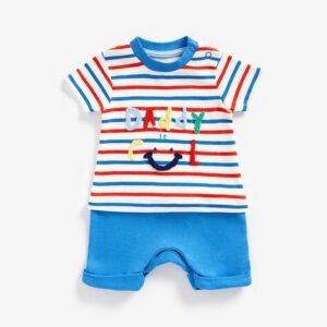 Mothercare - Striped Rompers with Fleece Applique