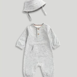 Mothercare - Infants Ribbed Cotton Romper & Hat Set