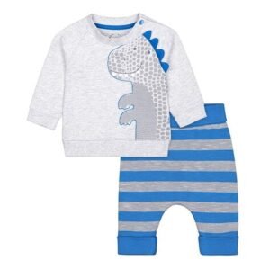 Mothercare Printed Crew-Neck T-shirt & Striped Pants Set