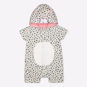 Mothercare - Leopard Print Hooded Rompers with Snap-Button Closure