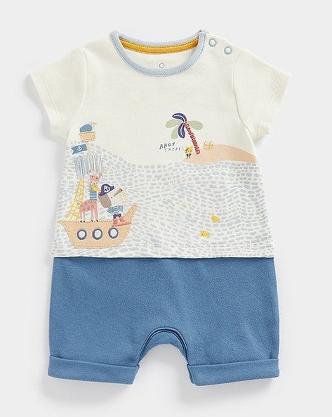 Mothercare - Printed Romper with Embroidery