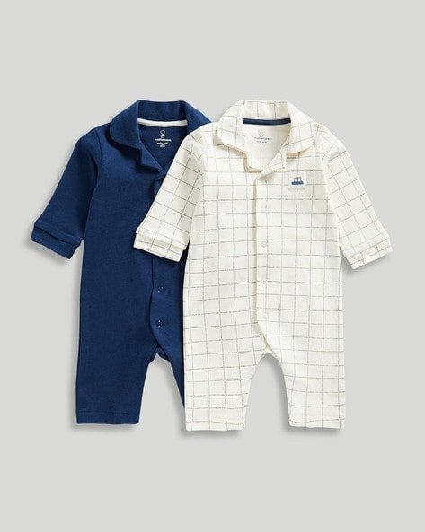 Mothercare - Boys Pack of 2 Checked Cotton Rompers
