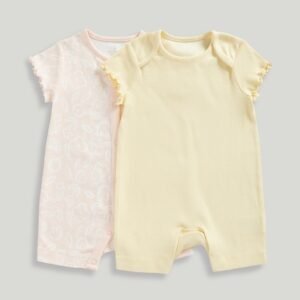Mothercare - Girls Pack of 2 Floral Print Rompers