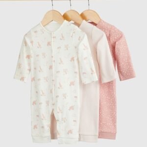 Mothercare - Girls Pack of 3 Printed Cotton Rompers