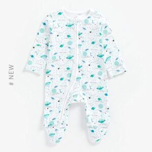 Mothercare Space Print Zip-Front Sleepsuit