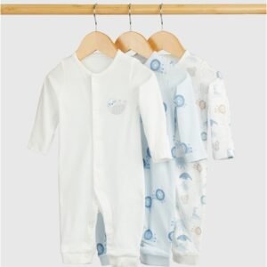 Mothercare - Boys Pack of 3 Printed Cotton Rompers