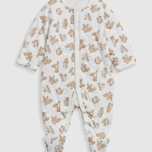 Mothercare - Girls Bunny Print Cotton Rompers