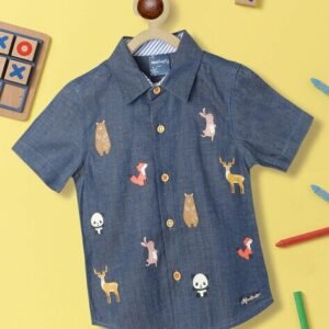 NAUTI NATI Animal Print Shirt with Spread Collar