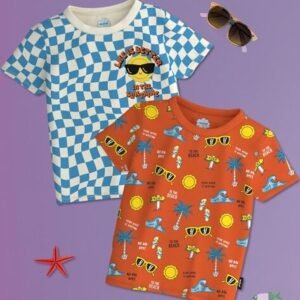 NAUTI NATI Boys Pack of 2 Printed Regular Fit Round-Neck T-Shirts