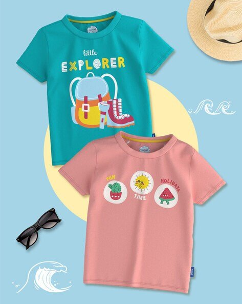 NAUTI NATI Pack of 2 Boy Graphic Print Knitted T-Shirts