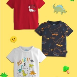 NAUTI NATI Pack of 3 Boys Typographic Print Regular Fit T-Shirt