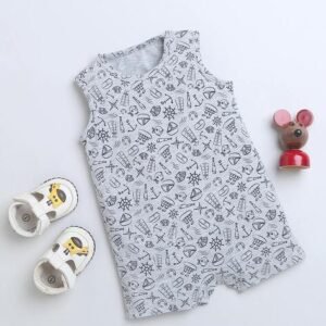 NINO BAMBINO - Nautical Print Sleeveless Round-Neck Romper