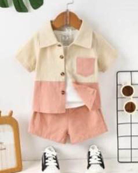 Peeloo Boys Colorblock Shirt & Shorts Set