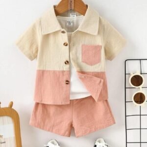 Peeloo Boys Colourblock Shirt with Shorts