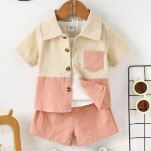 Peeloo Boys Colourblock Shirt & Shorts Set