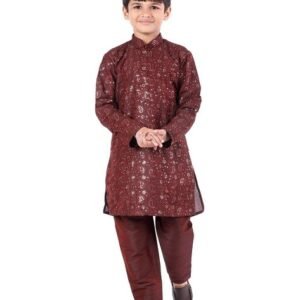 PEHANAAVA Boys Embroidered Kurta Pyjamas Set