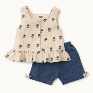 PEPITO Infants Floral Print Top & Shorts Set